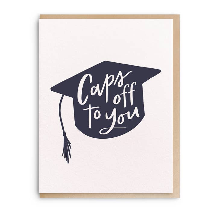Dahlia Press - Wholesale Graduation card - Caps Off - Letterpress Graduation Card