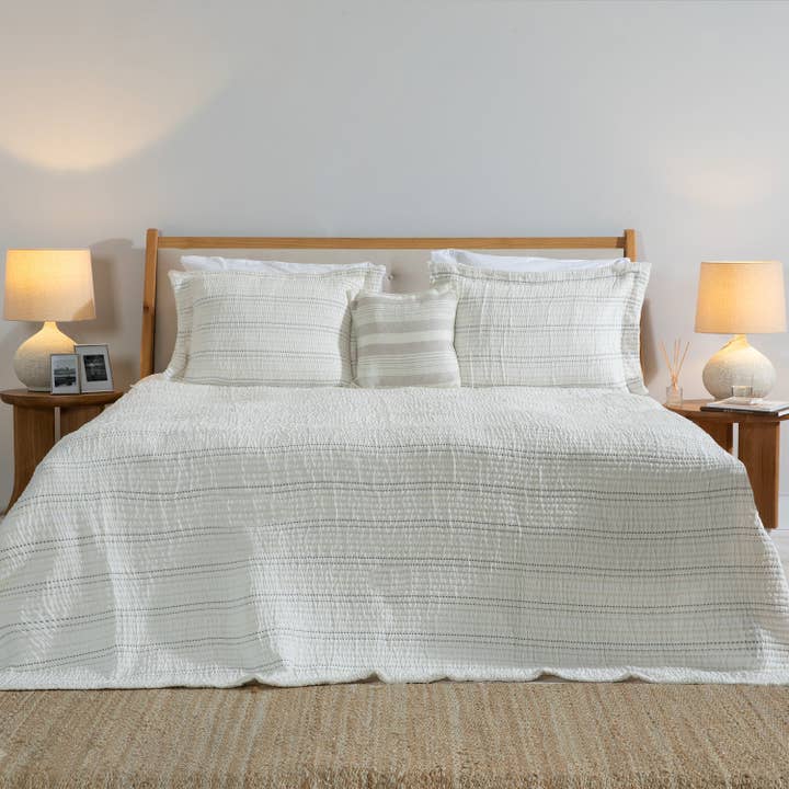 Ensemble couvre-lit | Stitch - Blanc | Lin et Coton pour la vente par Pure Harmony