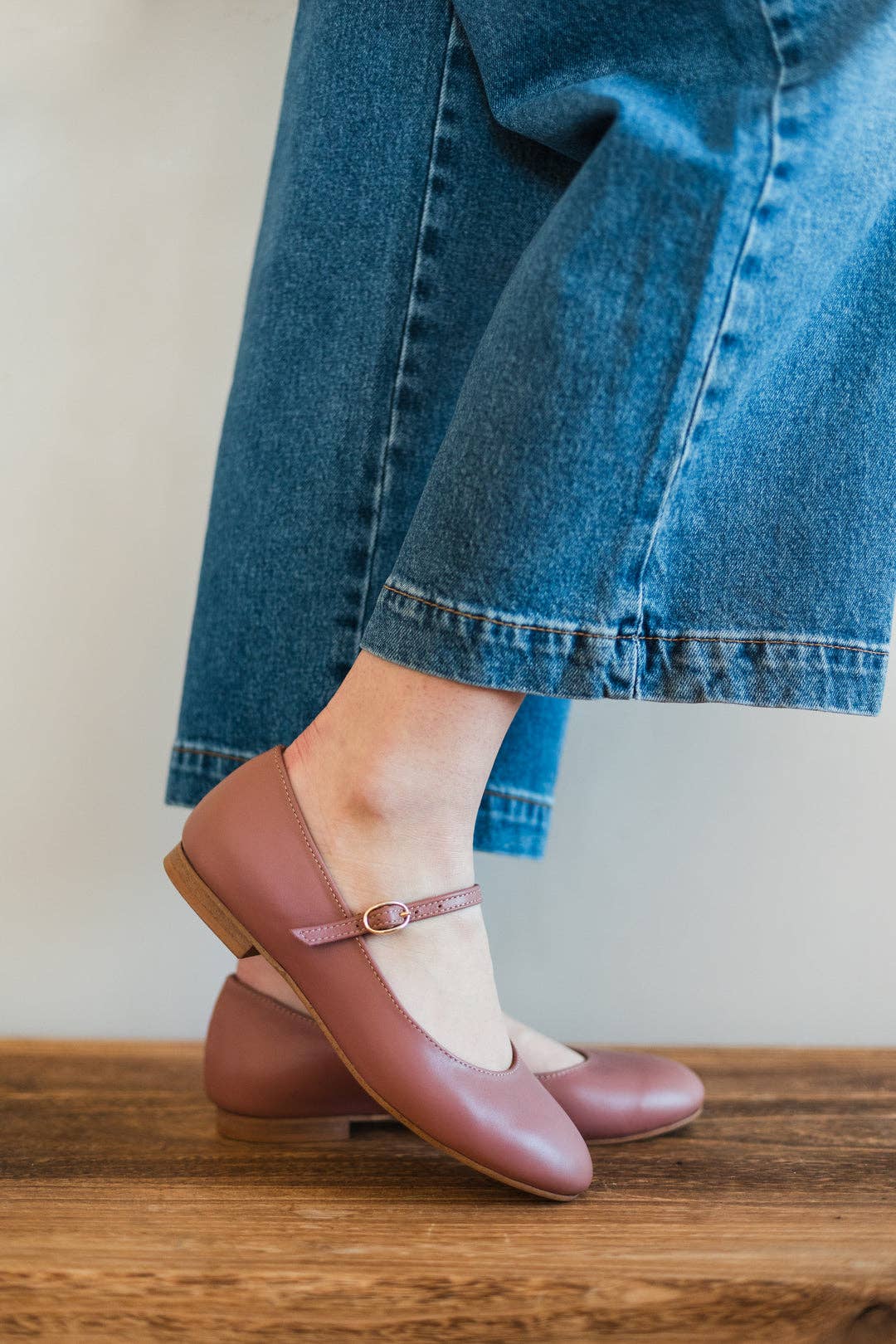 MIUMMASH DAMIAN TOMZIK - Wholesale Flats - Women's - Women's leather ballerinas - Mary-Jane - Dusty Pink 34-421