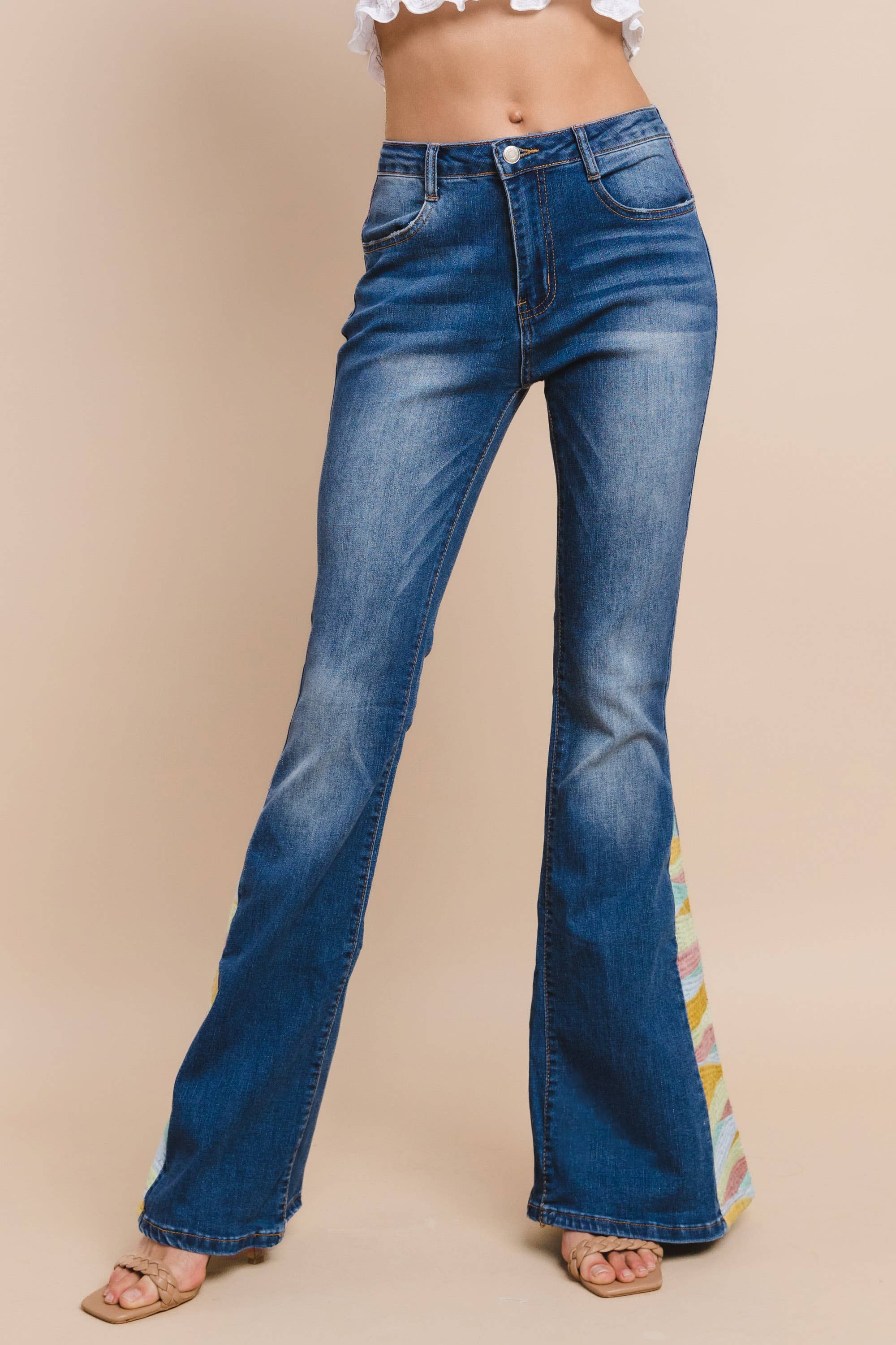WISTERIA LANE - Wholesale Jeans - Women's - SUNRISE EMBROIDERY BOOTCUT BELLBOTTOM JEANS - 234511