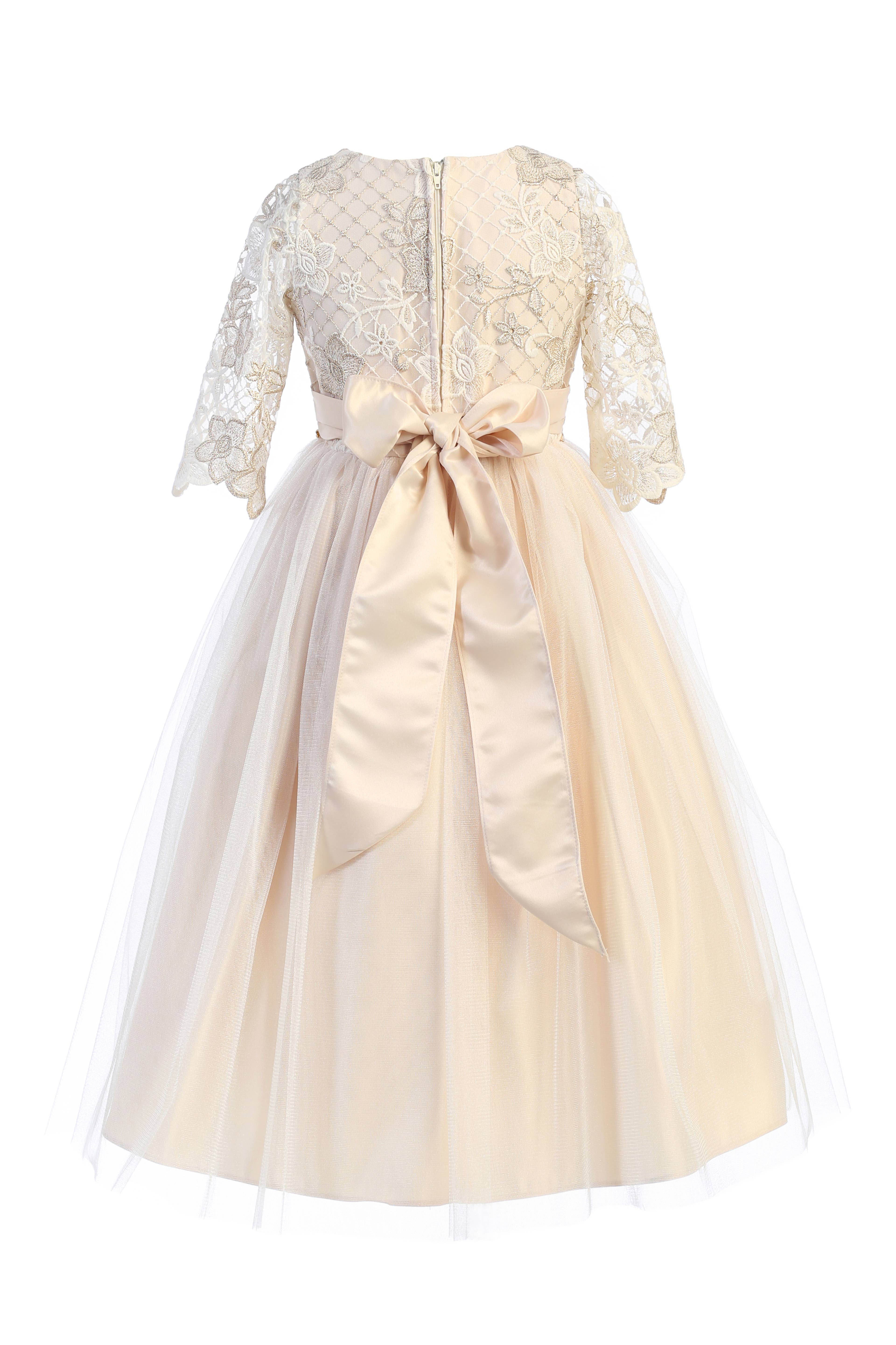 Sweet Kids, Inc. – wholesale Dress – Kids – SK871 - lattice embroidered lace with satin & crystal tulle1