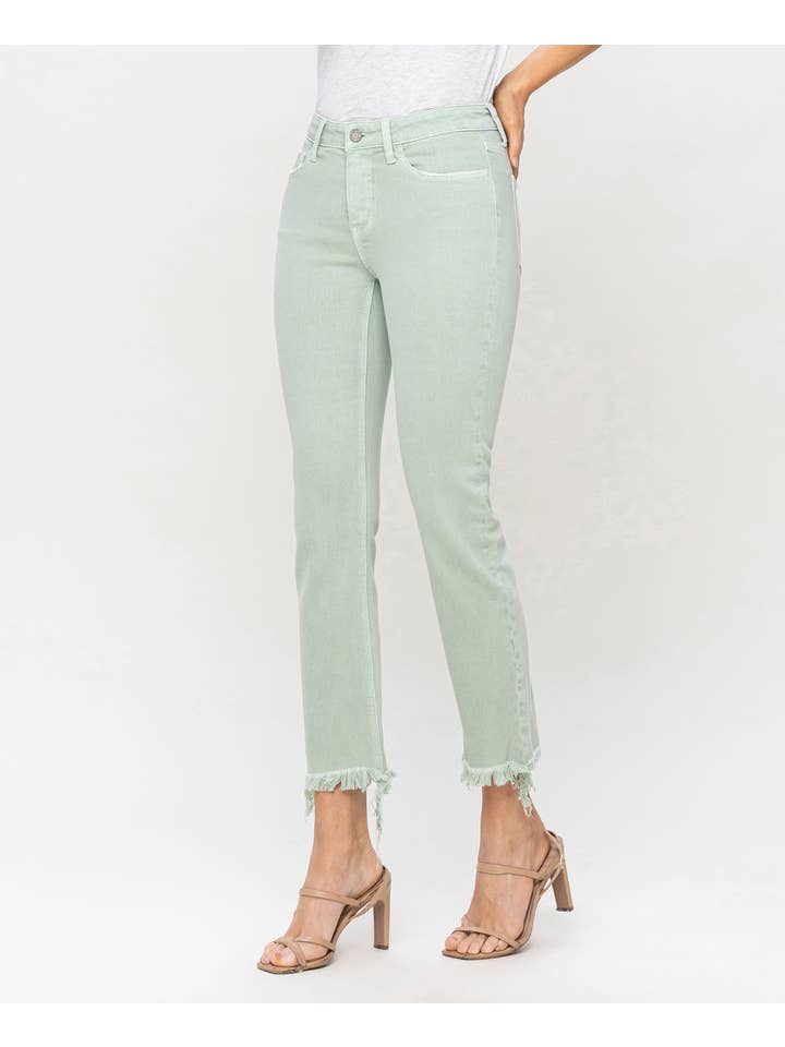 MINT MID RISE CROP STRAIGHT JEANS V3370MI for wholesale on Faire