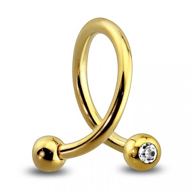 PLAQUÉ OR PVD 316L SS TWIST AVEC BOULE UNIQUE pour la vente par CRAVE