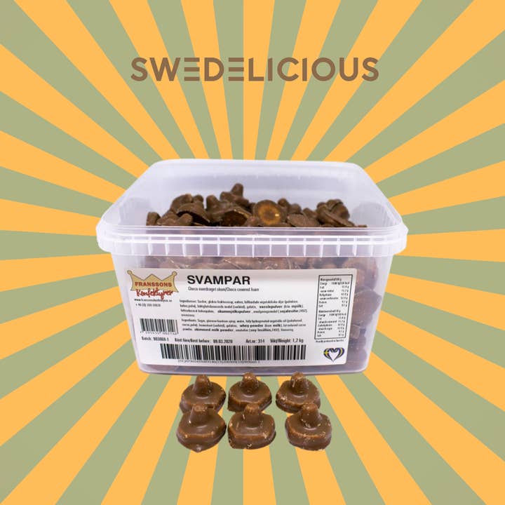 Foam Mushrooms - Chocolate - Swedish Candy for wholesale by Swedelicious - Swedish Candy