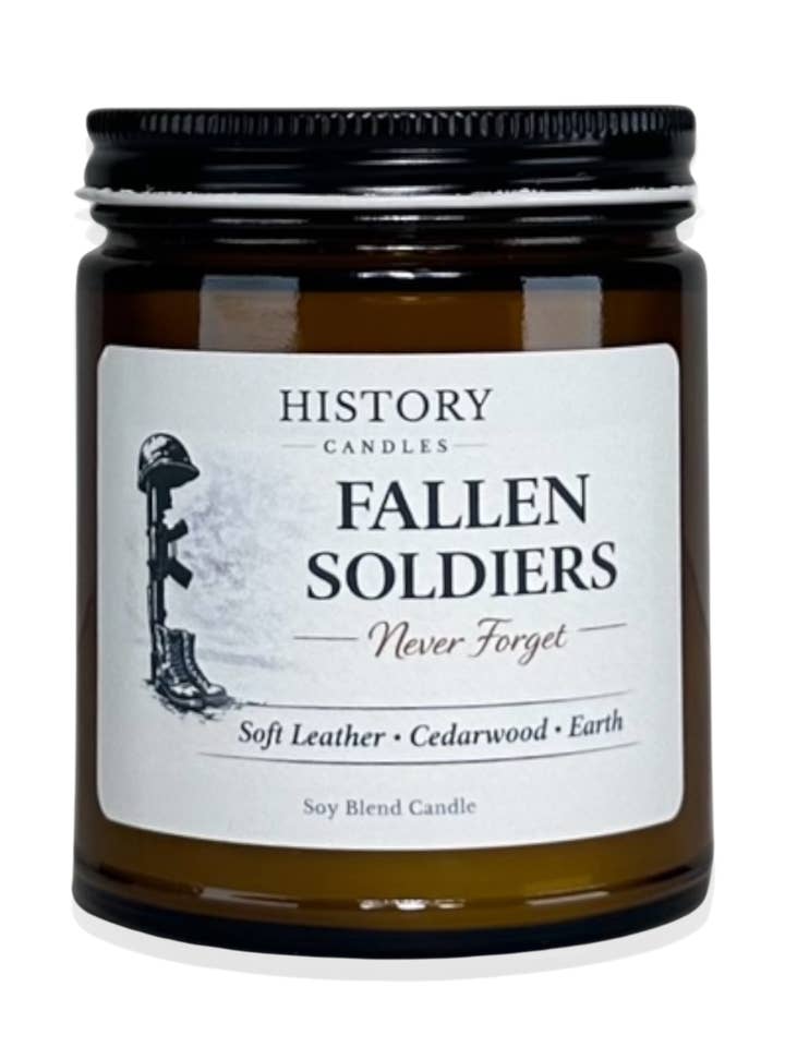 Fallen Soldiers - History Candle – Leather and Cedarwood for wholesale by History Candles