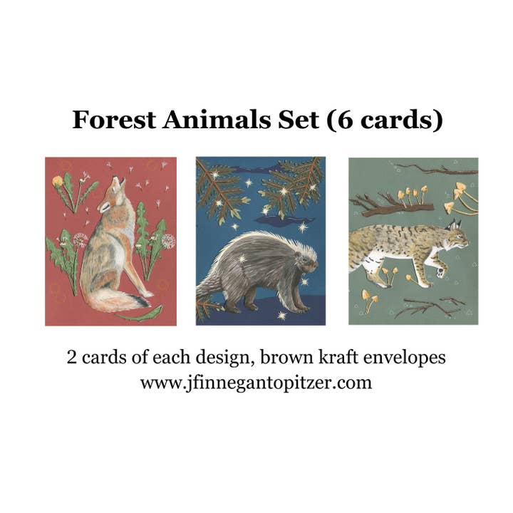 Johanna Finnegan-Topitzer - Wholesale Stationery/Notecard Set - Forest Animals Set (6 cards)