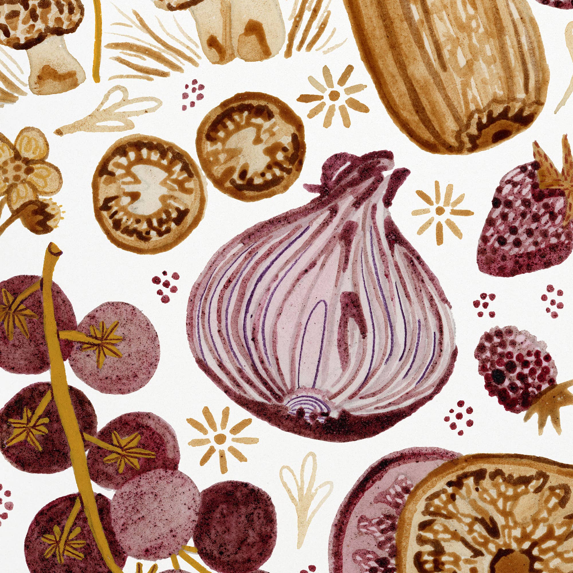 H Miller Ink Illustration Art wholesale products - Wholesale Art Print - Garden Veggies & Fruit | Art Print | Wall Art & Home Decor2