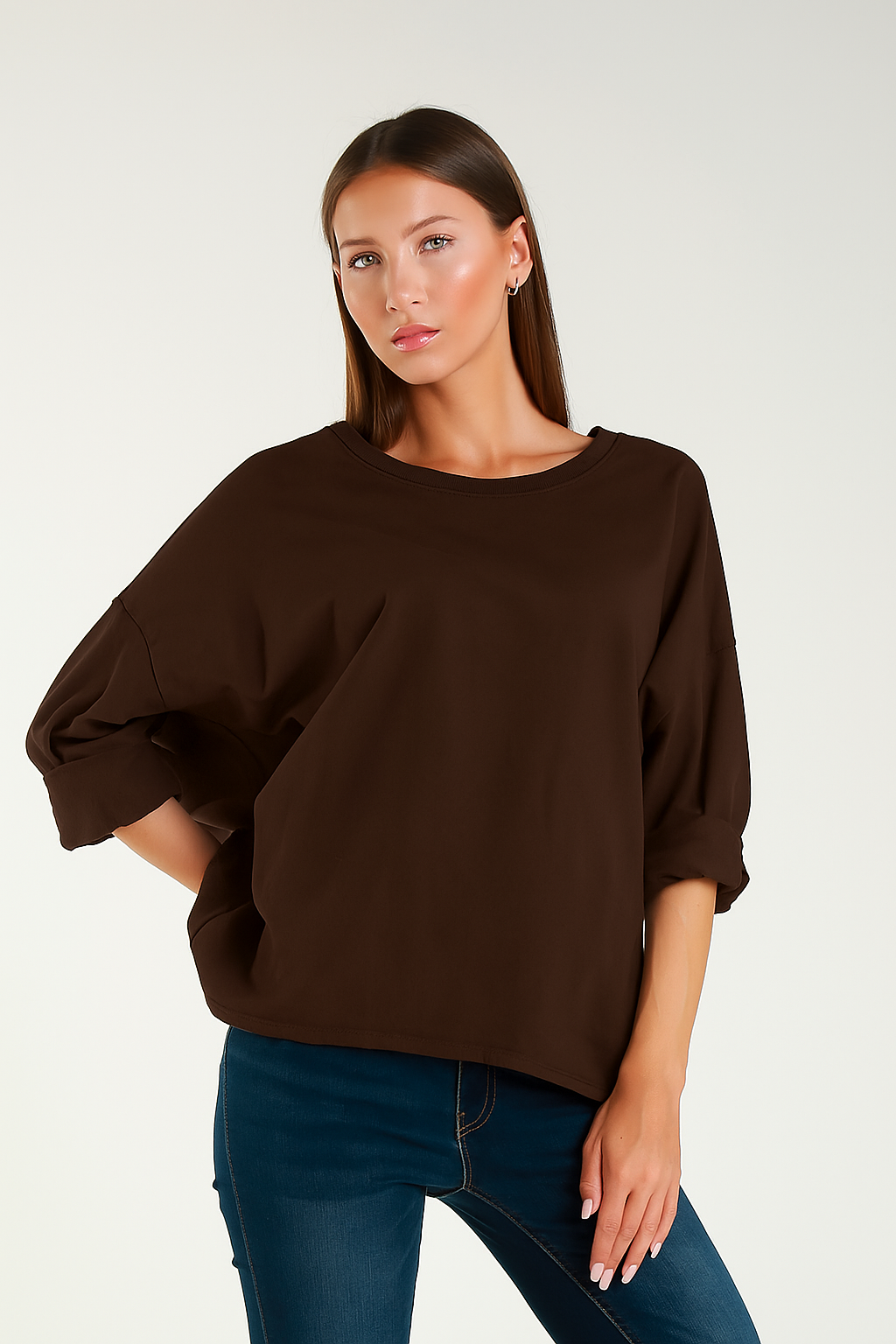 TAMBA - Vente Sweat-shirt – femme - Sweat-shirt à col rond surdimensionné4