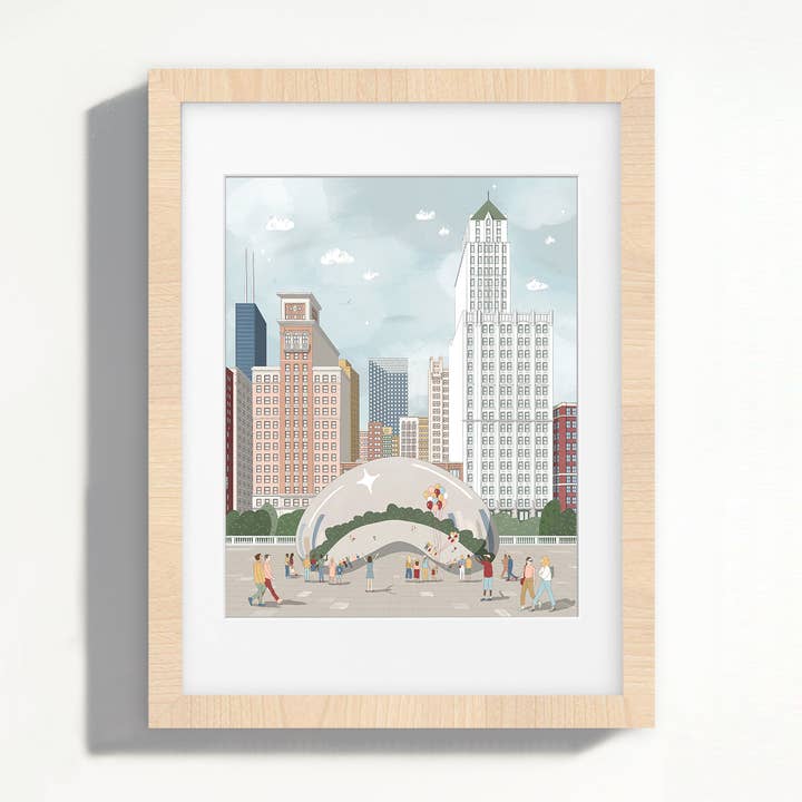 Chicago Bean Art Print for wholesale by Drift Trace