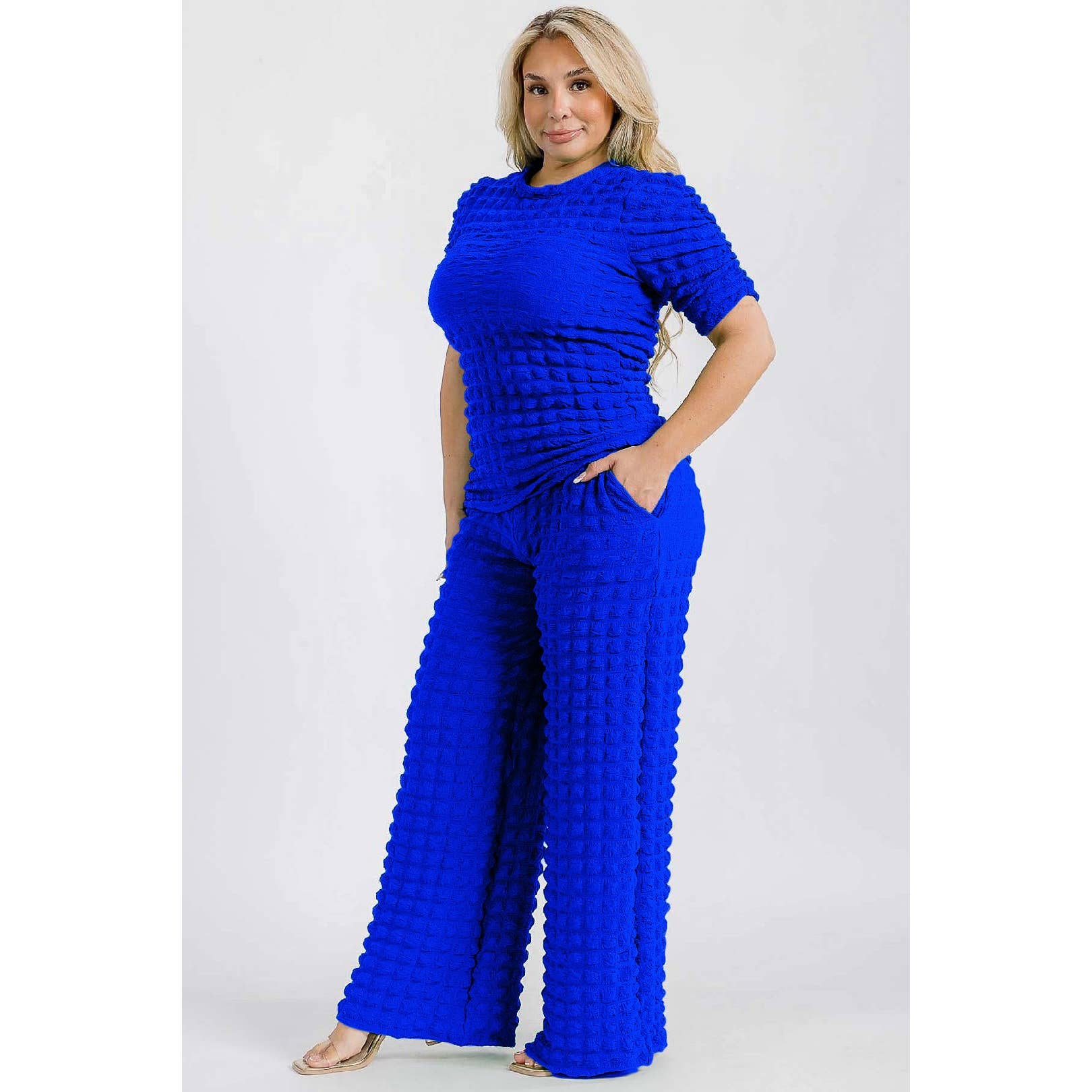 omgstyles – Conjunto de top e calça (roupa NÃO Casual) - Mulher por atacado – CONJUNTO DE TOP E CALÇAS EM TECIDO DE MALHA PLUS SIZE5