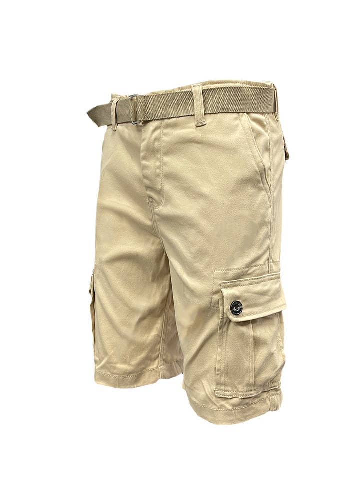 WEIV - Wholesale Shorts - Men's - CS002 Mens Casual Cotton Belted Cargo Shorts