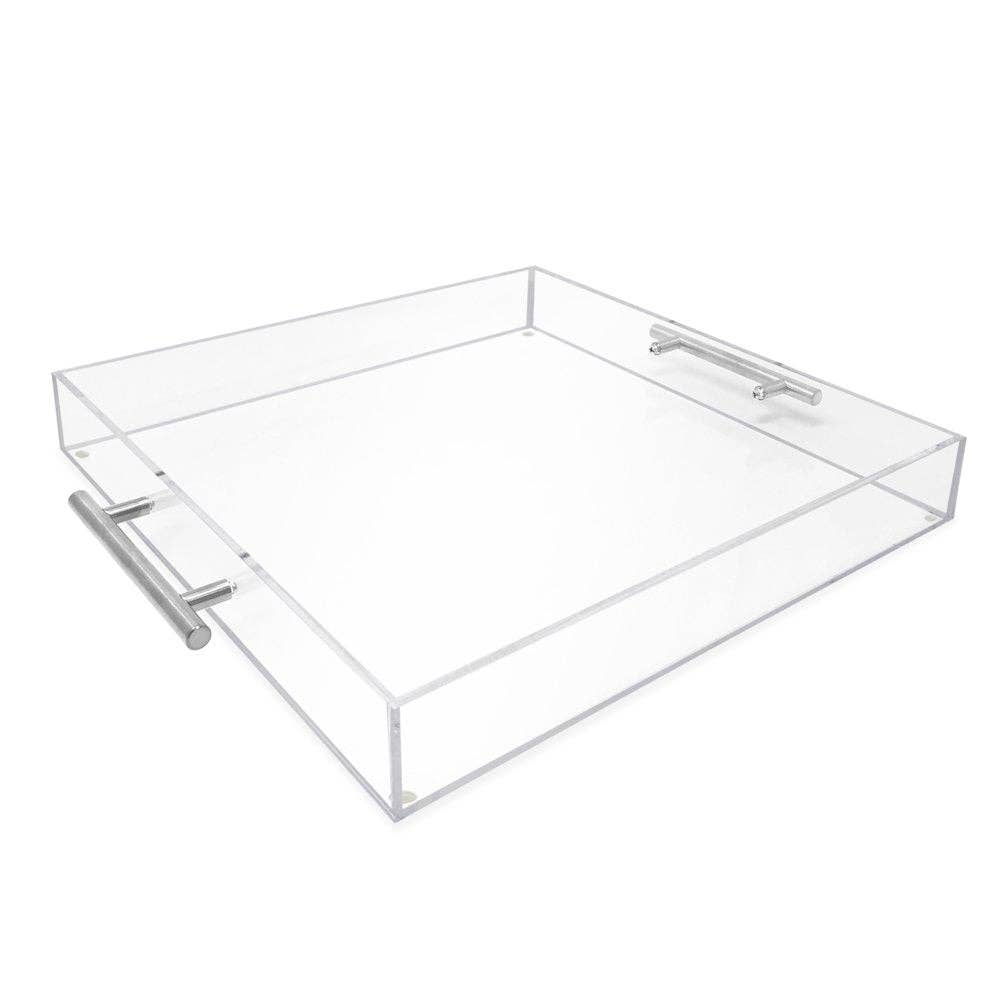 Isaac Jacobs International - Wholesale Serving Tray - Isaac Jacobs Clear Acrylic Serving Tray with Metal Handles52