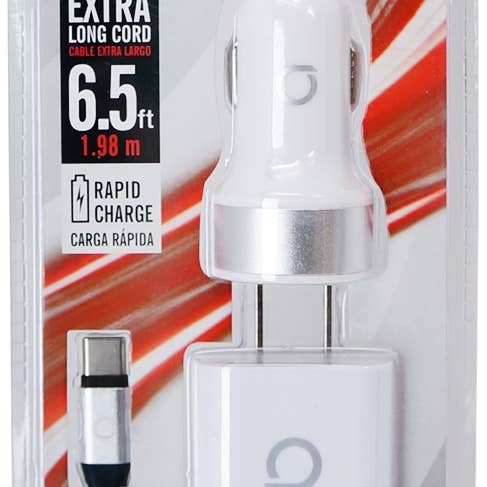2.1A CAR AND WALL CHARGER SET, 6.5' TYPE C RAPID CHARGE CORD for wholesale by iTech361