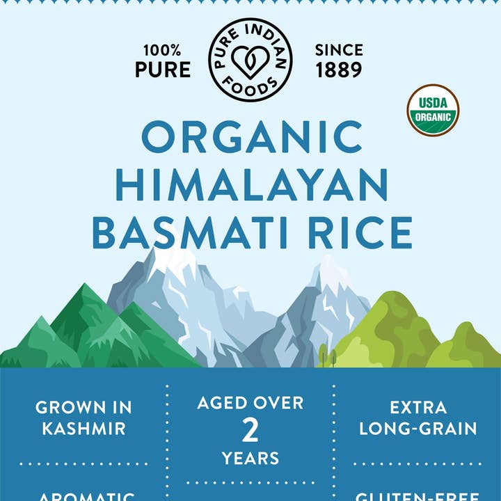 Pure Indian Foods - Wholesale Rice - Himalayan Basmati Rice Aged 2 Years, Certified Organic - 2 l