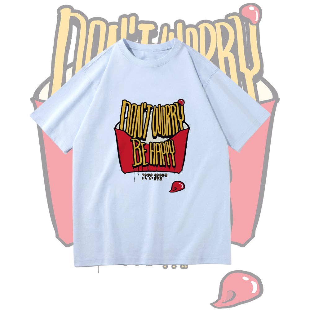 novaxau - Wholesale Screen printed t-shirt – Women′s - French Fries Positive Quotes Print Women's Oversize T-shirt7