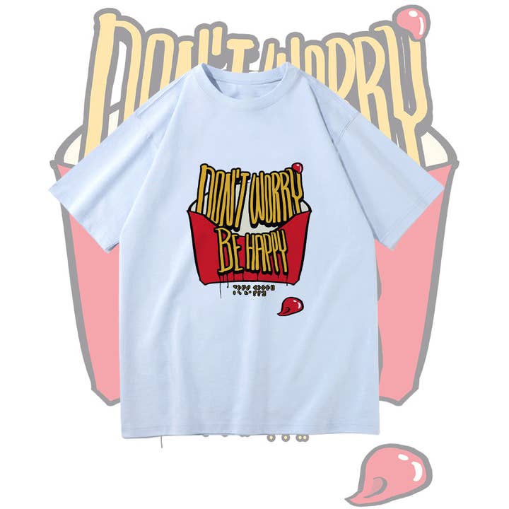 novaxau - Wholesale Screen printed t-shirt – Women′s - French Fries Positive Quotes Print Women's Oversize T-shirt7