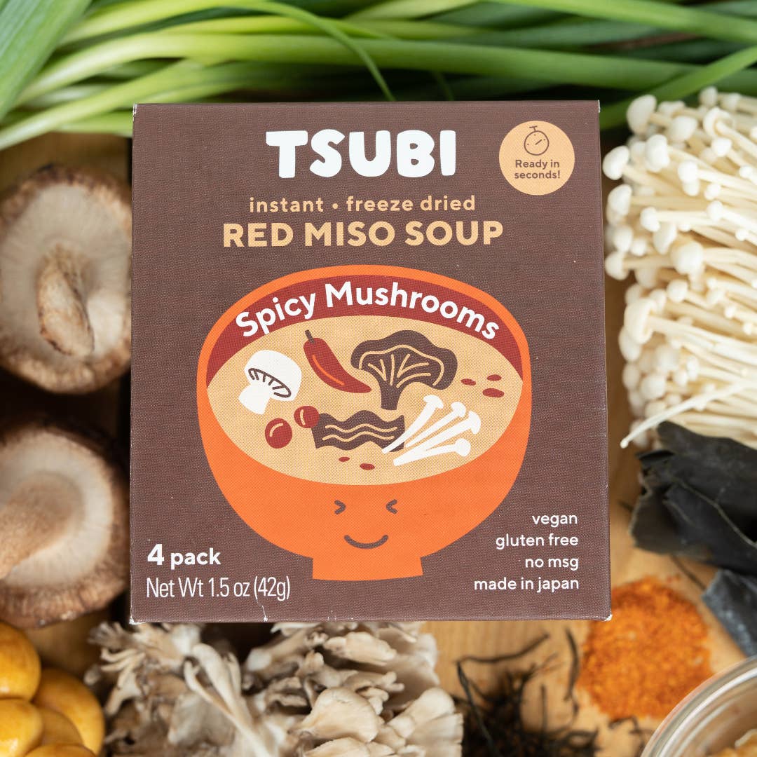 TSUBI Soup - Wholesale Soup - Case of 6 - Red Miso with Spicy Mushrooms 4 Pack