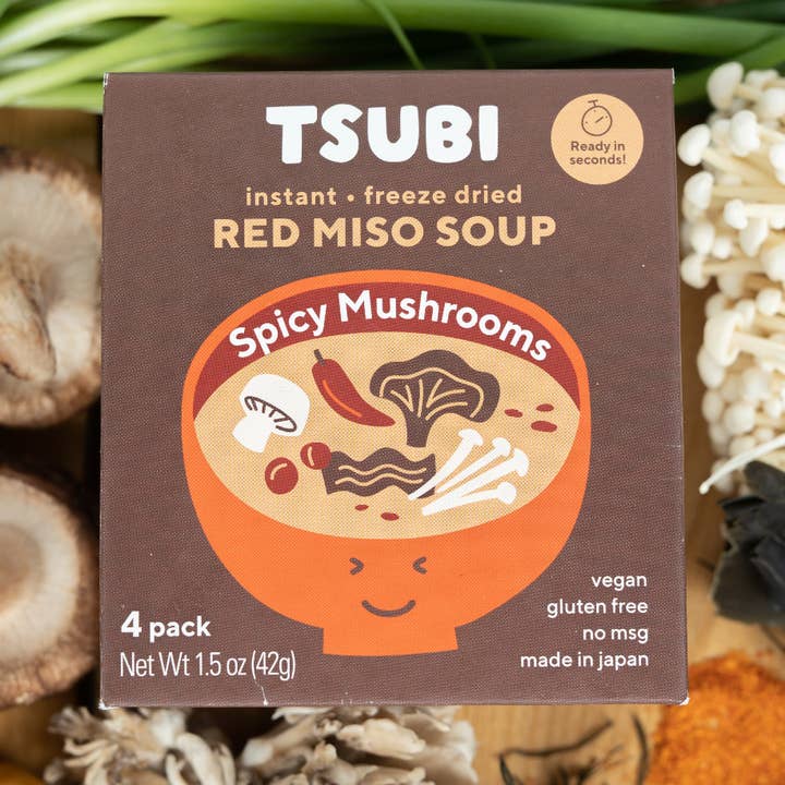 Case of 6 - Red Miso with Spicy Mushrooms 4 Pack for wholesale by TSUBI Soup