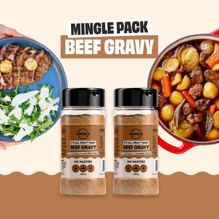 Mingle Seasoning - Wholesale Dried Spice Mix - ROAST BEEF GRAVY GIANT BOTTLE 2 PACK