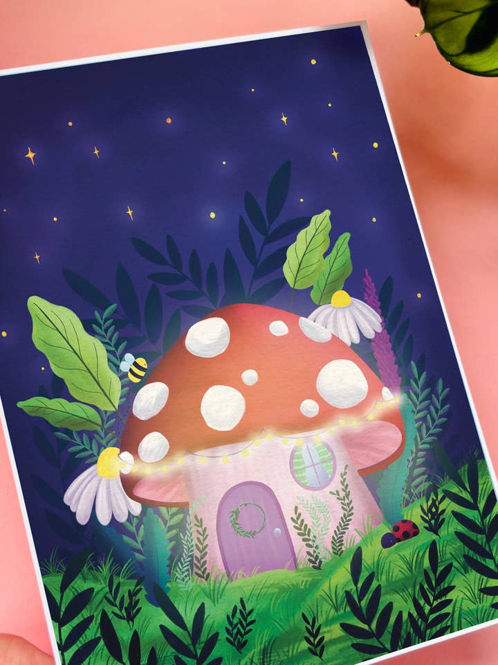 Whimsical Toadstool Art Print- Fairycore Wall Art: Multiple Sizes Available for wholesale by Pixiecraft
