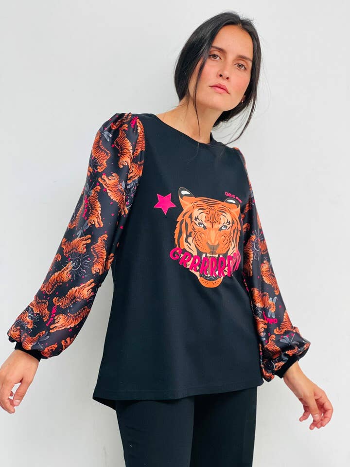 T-shirt Tiger Face Puff per la vendita all'ingrosso da parte di Chill&Buy