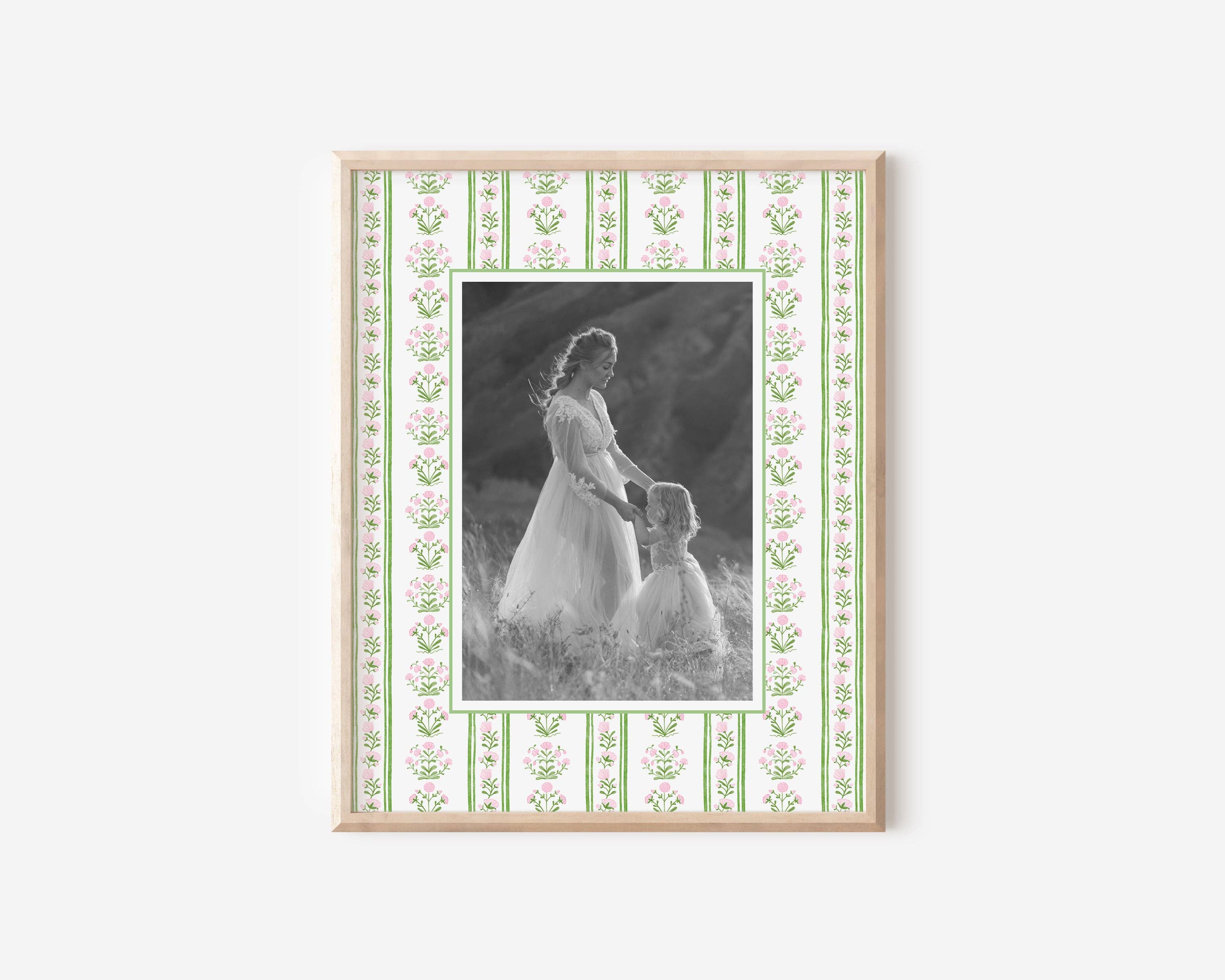 Mat & Ink - Wholesale Picture Frame - Pink/Green "Emma" Grandmillenial Floral Photo Mat0