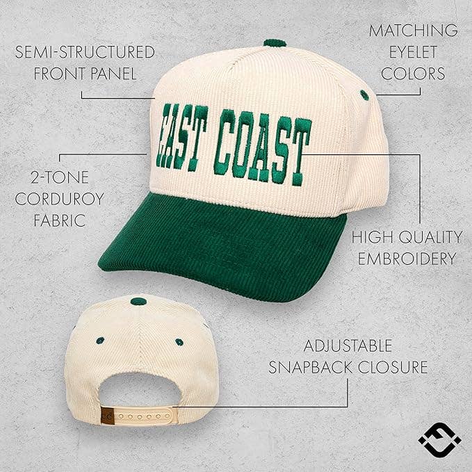 Funky Junque - Wholesale Baseball Cap - Unisex - Two Tone Corduroy Hat - East Coast - Green/Beige1