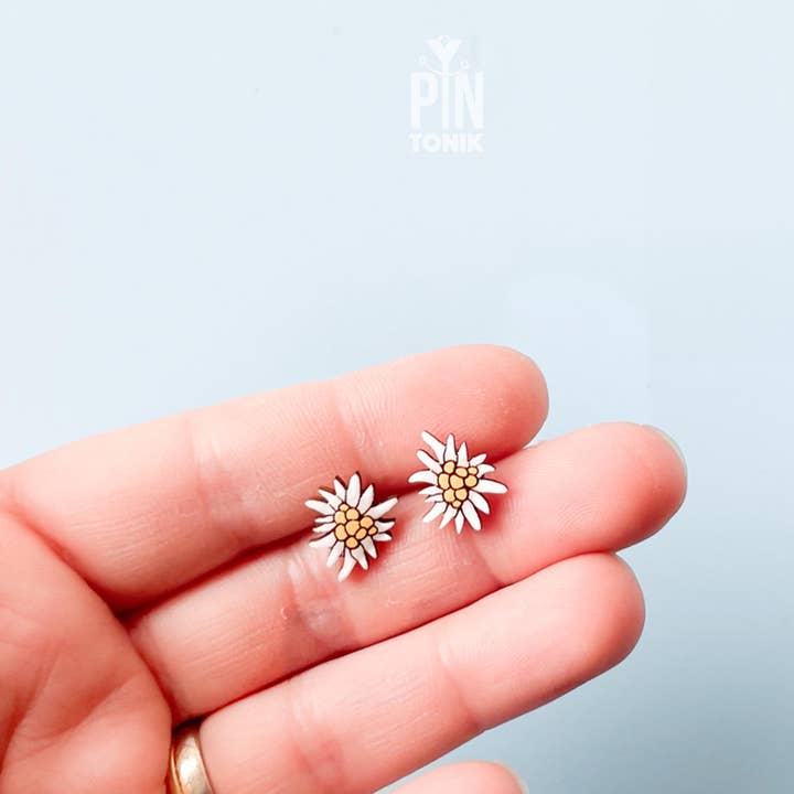Orecchini a Fiore di Edelweiss - Gioielli Regalo per Viaggiatori per la vendita all'ingrosso da parte di PinTonik