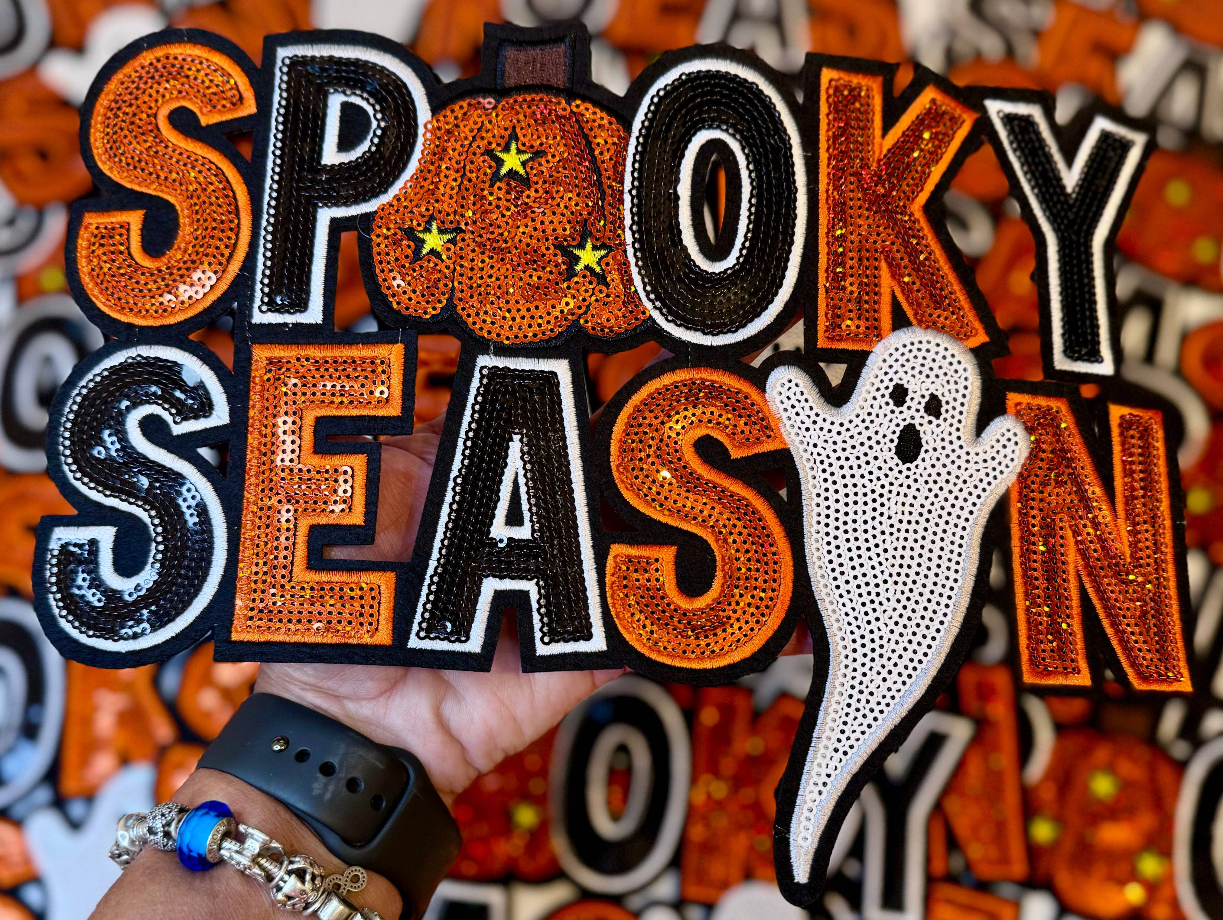 sequinandstiches - Wholesale Patch - Sequin Spooky Season Patch, Sequin Patch, Spooky Patch, Iron on Patch, Ghost Patch, Halloween Patch, Fall Patches, DIY Patch2