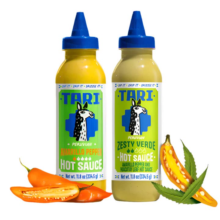 2pk Tari Hot Sauce Amarillo & Zesty Verde - 11.8 oz each for wholesale by Tari Peruvian Hot Sauce