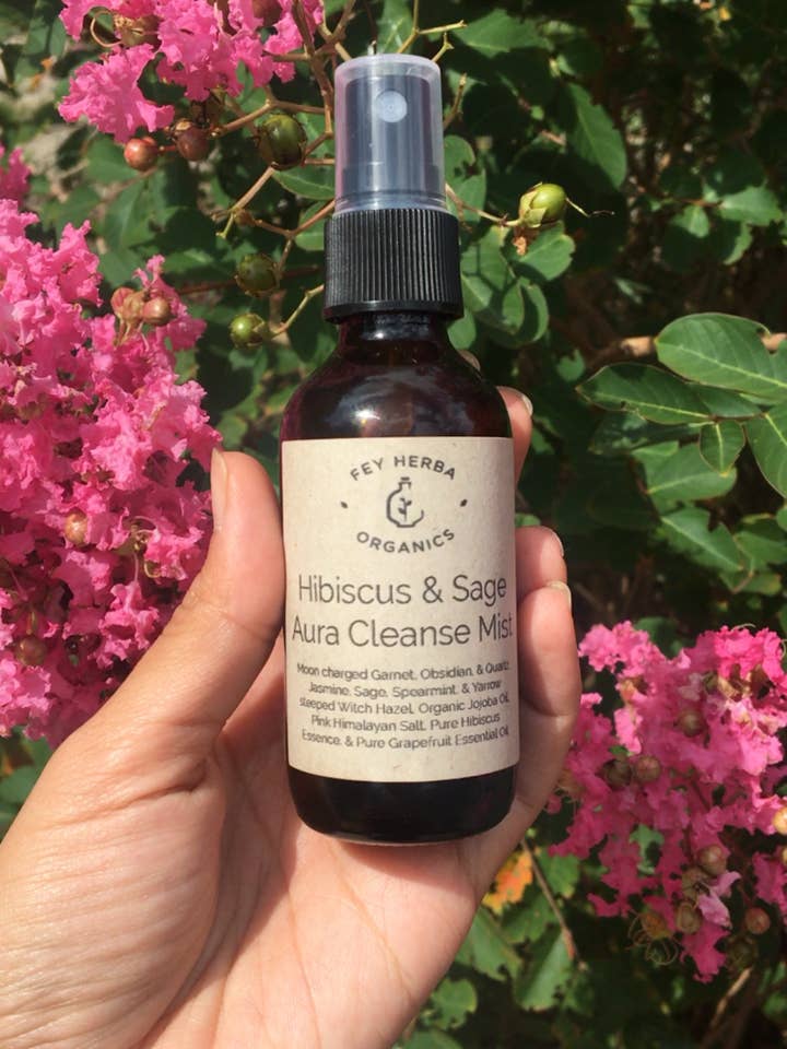 Hibiscus & Sage Aura Cleanse Mist for wholesale by Fey Herba Organics LLC