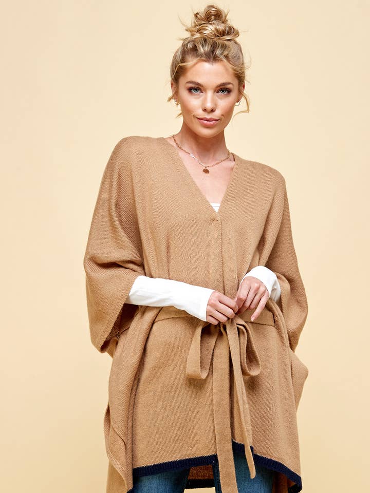 ST#FCL1109SW Sweater Poncho for wholesale by OLIVE MAUVE