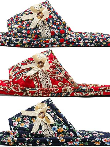 Comfort Floral Slippers Foam Sole, Portable Ribbon Bow Spa for wholesale by SERENITA