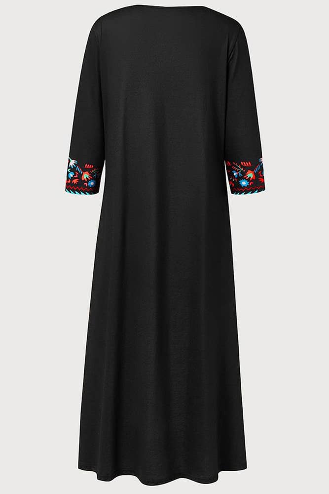 UNISHE - Wholesale Dress - Women's - Summer Boho Floral Print V Neck Maxi Dress ZK14622