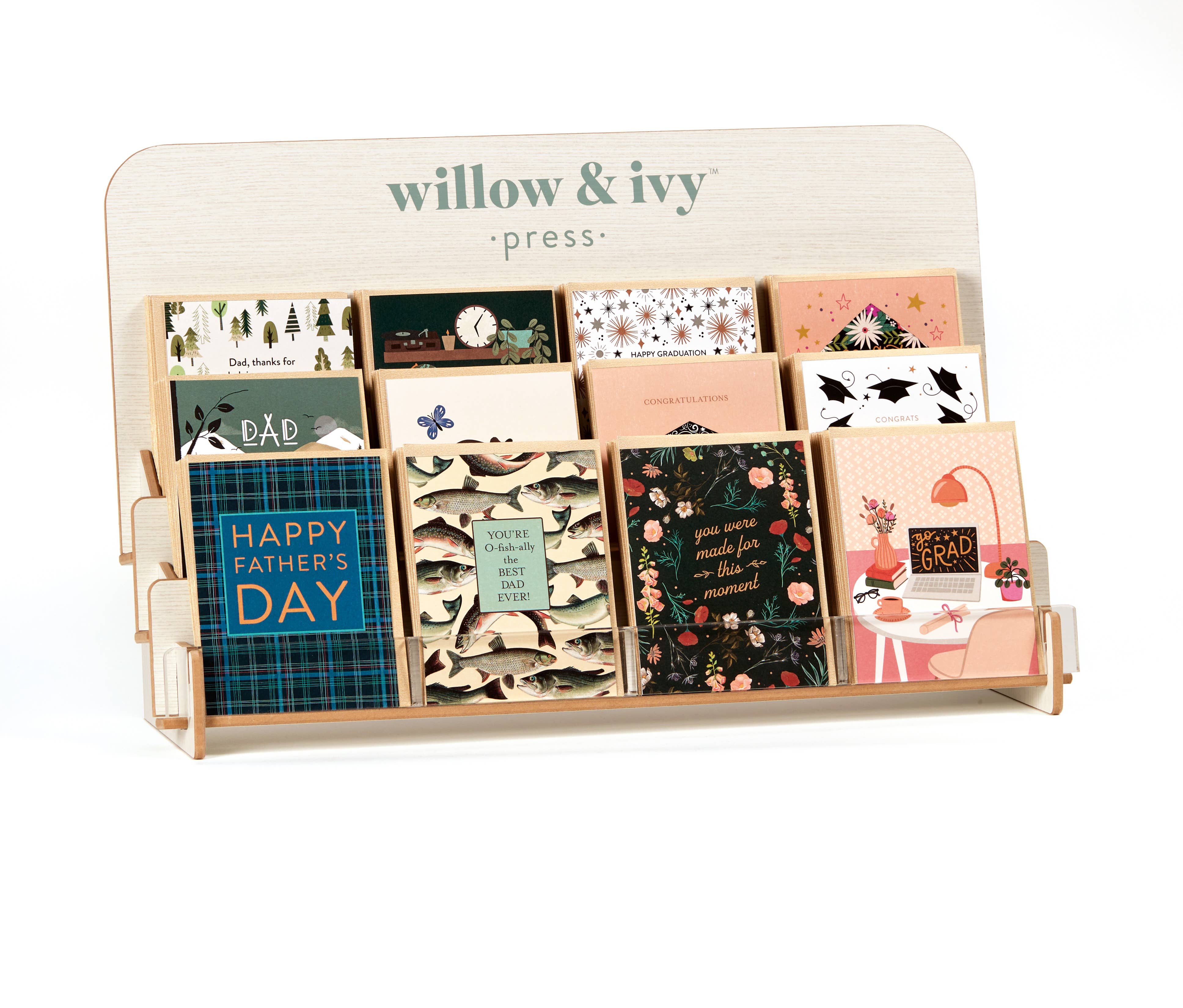 Willow & Ivy Press - Wholesale Retailer Display - Paper & Novelty - Greeting Card Counter Display $10 w/ 12 Units of Cards3
