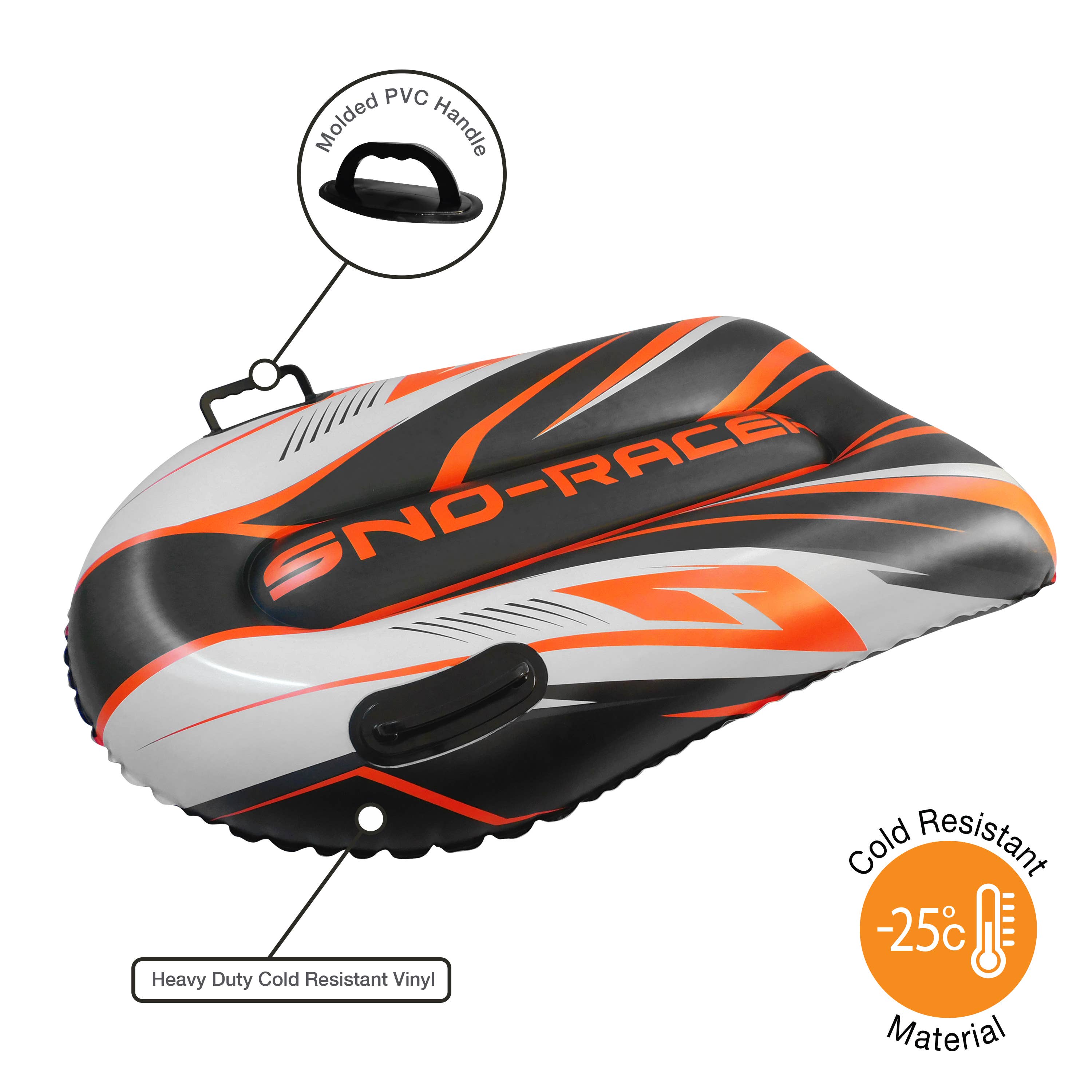 Coconut Outdoor - Wholesale Inflatables - Sno-Racer Toboggan Sled - Orange Cyclone Solid Pack1