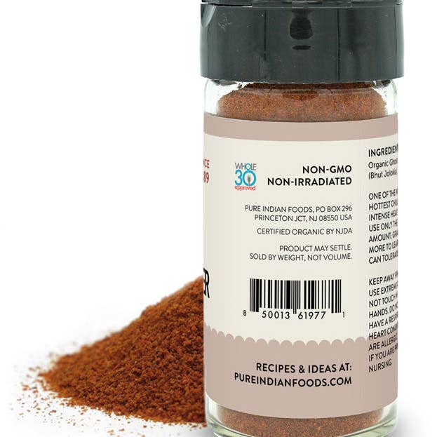 Pure Indian Foods - Wholesale Dried Spice - Ghost Pepper (Smoked Bhut Jolokia), Certified Organic11