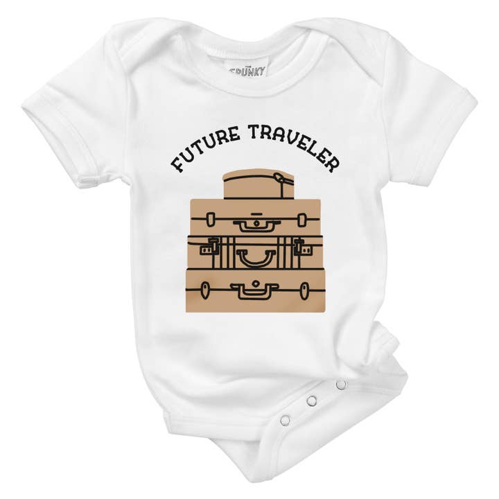 Future Traveler Organic Cotton Baby Bodysuit Toddler Shirt for wholesale by Spunky Stork