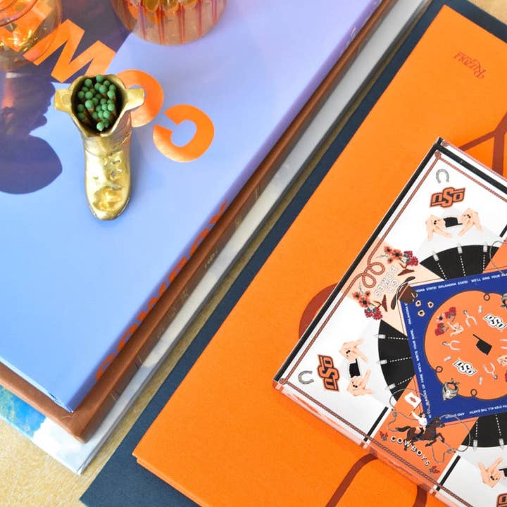 Saturday Silks - Wholesale Decorative Tabletop Object - OSU Cowboys Acrylic Block Art3