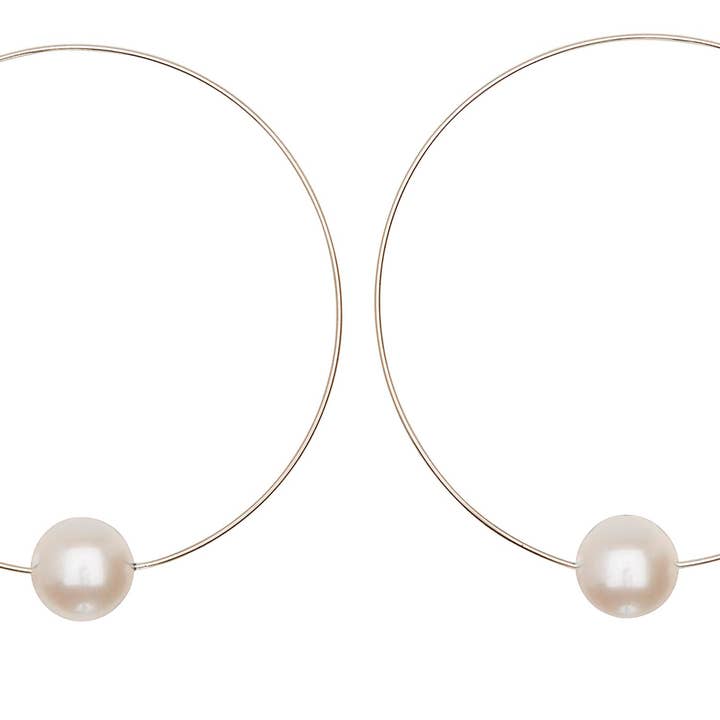 Medium Round Hoops with Round Freshwater Pearls for wholesale by Melissa McArthur - Jewellery Made in London