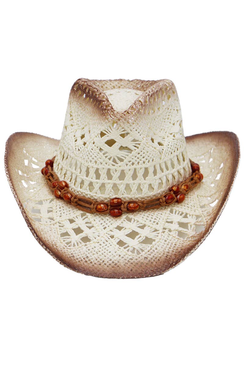 Cap Zone - Wholesale Cowboy Hat - Women's - Beaded Crochet Crushable Straw Cowboy Hat9