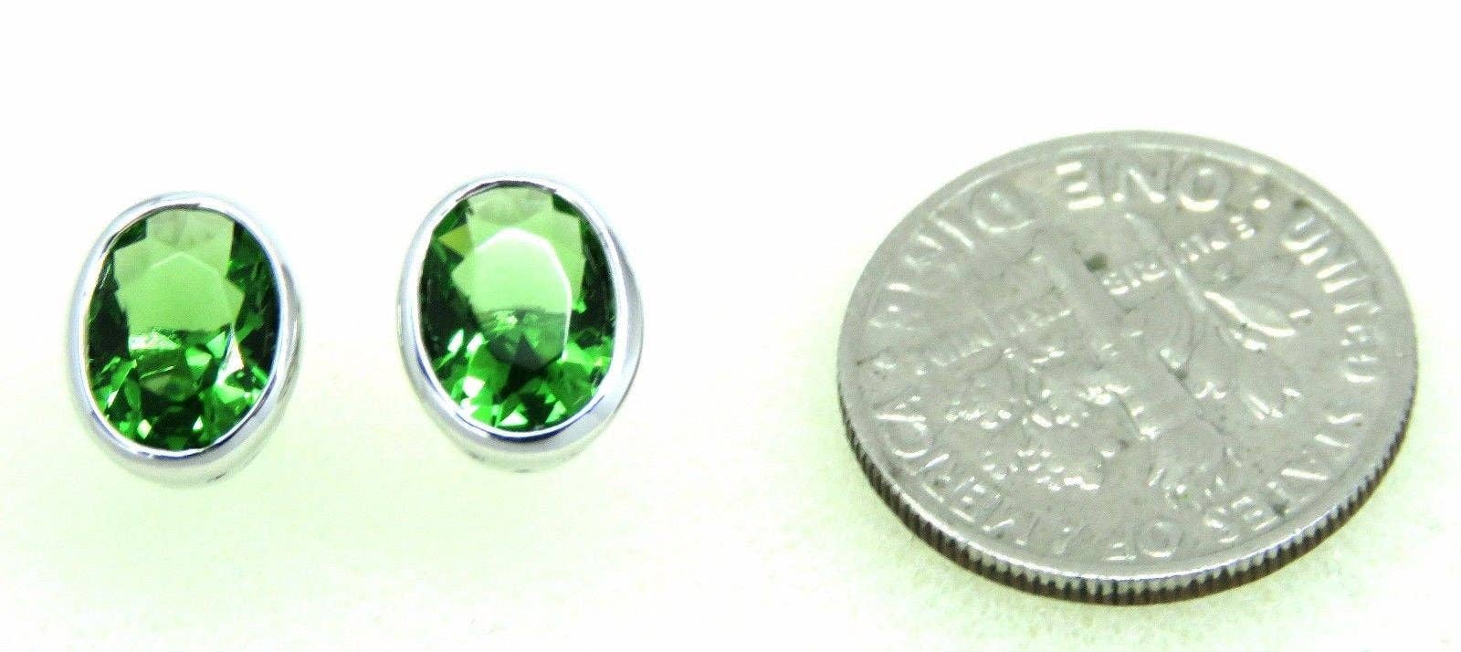 Twan Kee Jewelry - Wholesale Stud/Post Earrings - E10608BP Green Helenite Oval Bezel Set Stud Earrings1