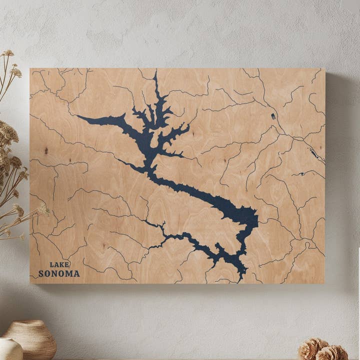 Carte personnalisée du lac Sonoma, Californie pour la vente par Benoit's Design Co.