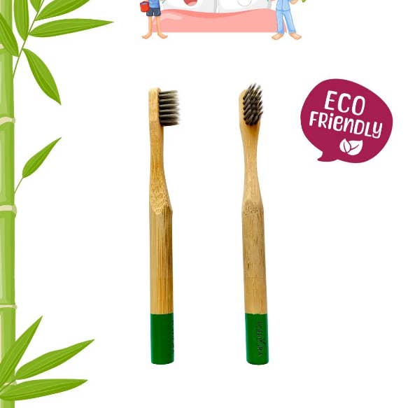 Bamboe Tandenborstel Kinderen Groen voor wholesale door Egeflora
