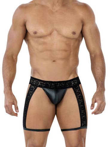 R4VAGE par C4M Porte-jarretelles en dentelle noire (Noir) pour la vente par CUT4MEN