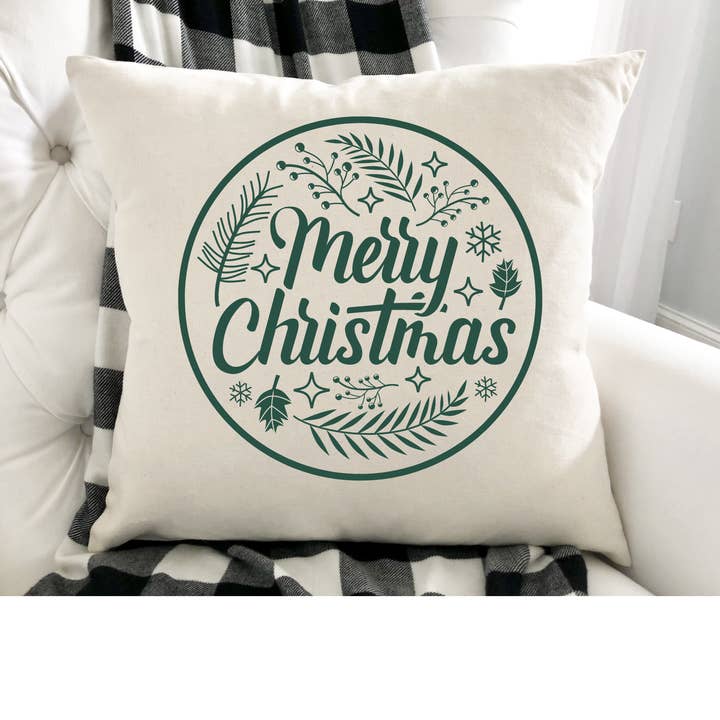 Merry Christmas Foliage Pillow - Holiday Decor for wholesale by LuckTen