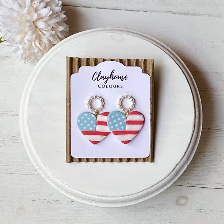 Clayhouse Colours - Wholesale Dangle Earrings - Fourth of July Handmade Earrings | Red White & Blue Earrings