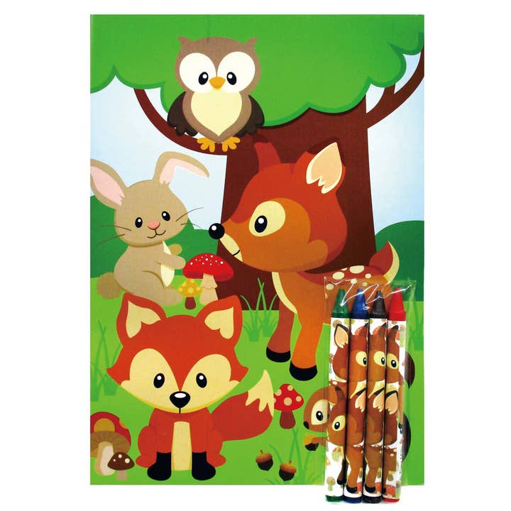 Tiny Mills - Vente Livre de coloriage et d'activités pour enfants et bébés - Lot de livres de coloriage pour animaux des bois avec des crayons de fête3