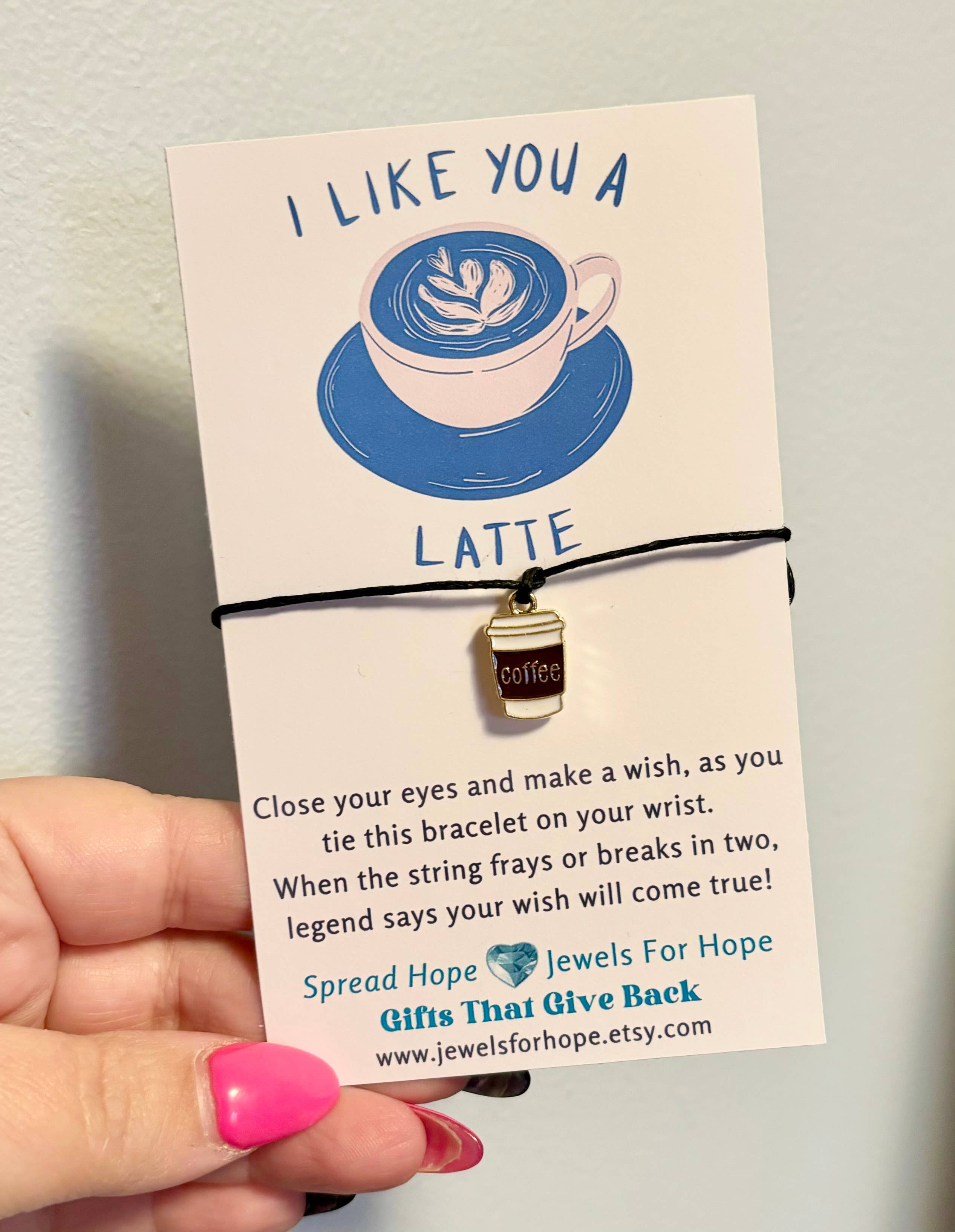 Jewels For Hope - Wholesale Charm/Dangle Bracelet - Coffee Lovers Charm Wish Bracelet, Cute Coffee Gifts