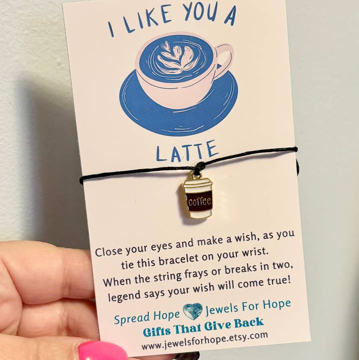 Jewels For Hope - Wholesale Charm/Dangle Bracelet - Coffee Lovers Charm Wish Bracelet, Cute Coffee Gifts 0